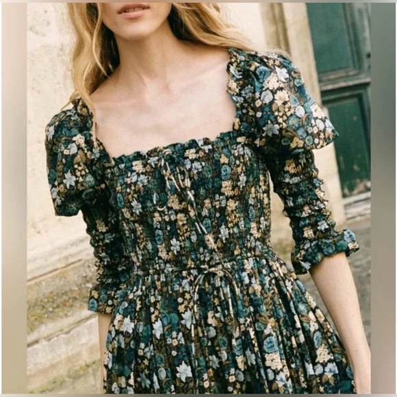 Doen Dresses & Skirts - DÔEN
Bijou shirred floral-print organic cotton-voile midi dress